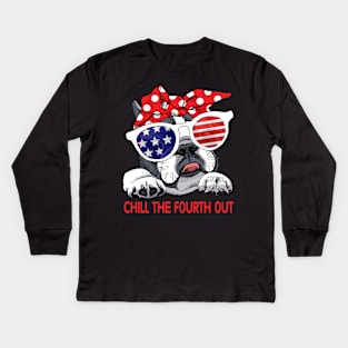 French Bulldog Funny 4th Of July Gift For Frenchie Lover Kids Long Sleeve T-Shirt